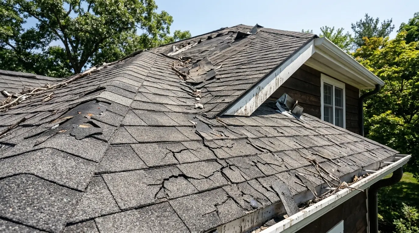 Storm damaged roof repair inspection